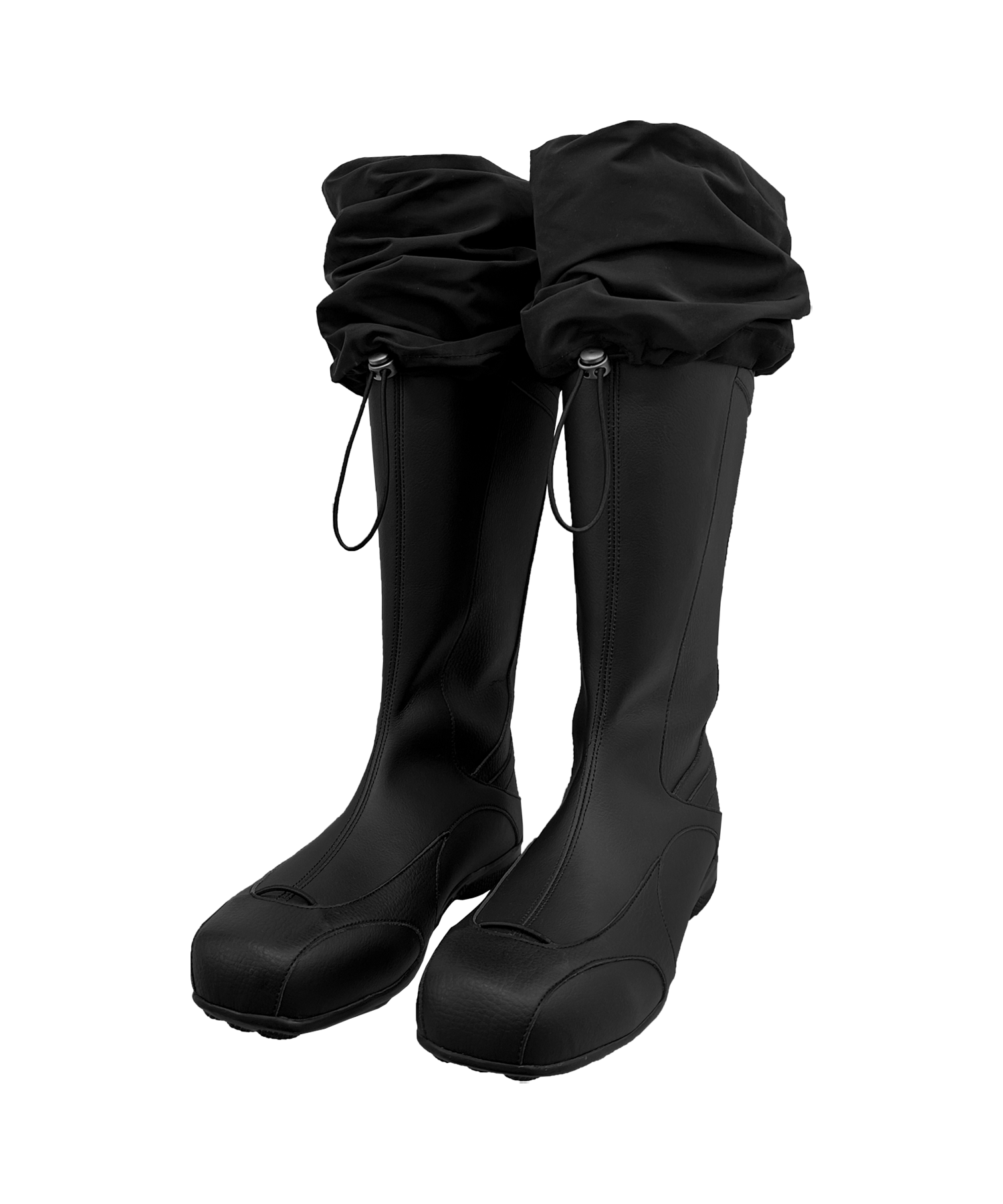 Nylon Folding Leather Boots / Black